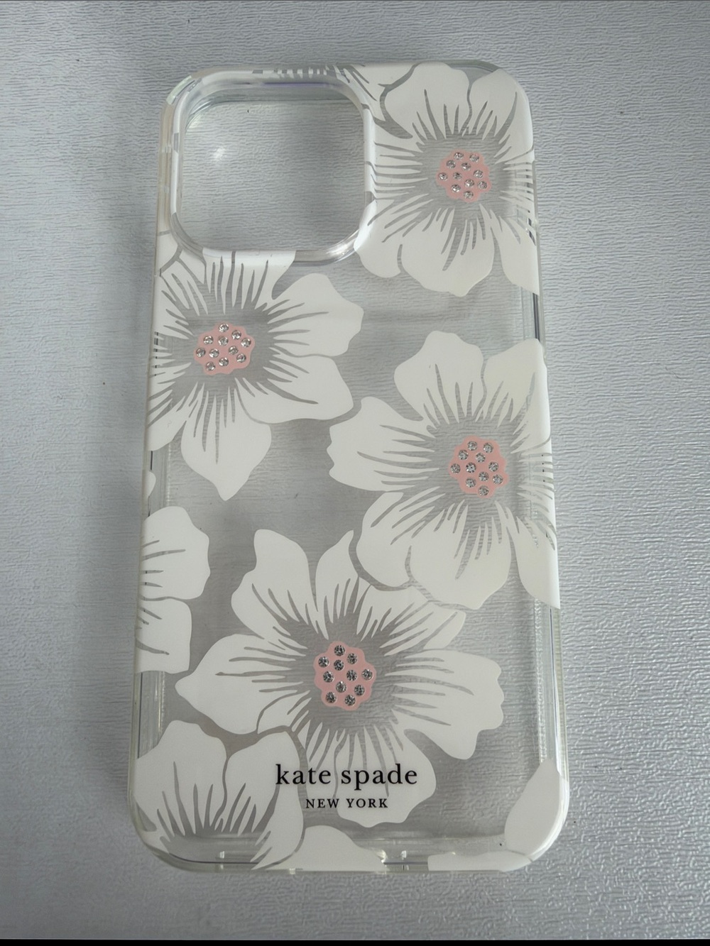 kate spade Clear Floral Phone Case with White & Pink Accents- iPhone 16 Pro Max